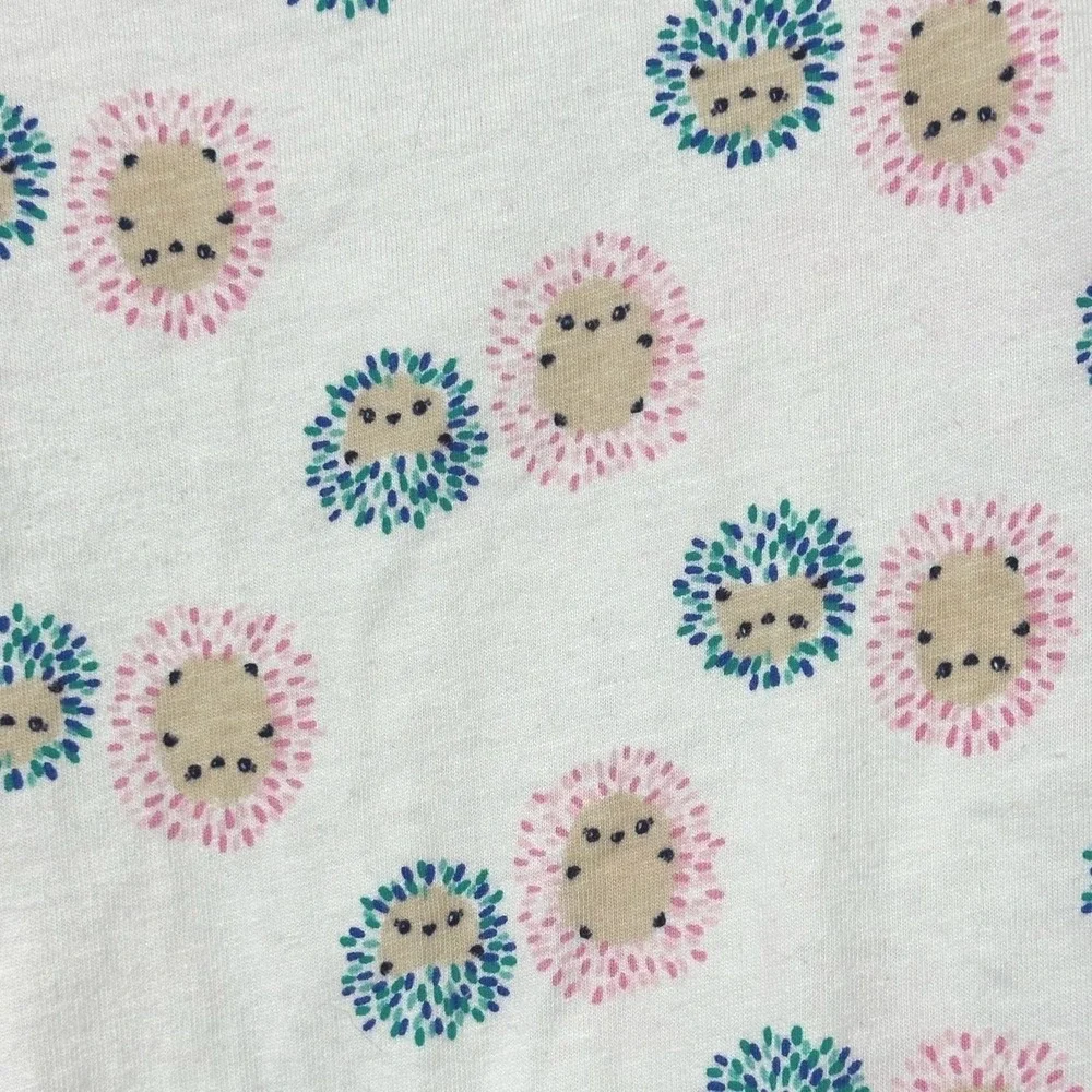Gymboree Toddler Girl 5T Hedgehog Print Long Sleeve Peplum Top Pink White Cotton